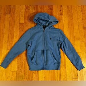 Polo Ralph Lauren Blue Hoodie Youth Size 8 Small Blue Pony Full Zip Sweater